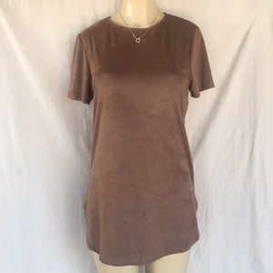 🆕 Brown “Micro Suede” Scalloped T-Shirt Dress ❣️